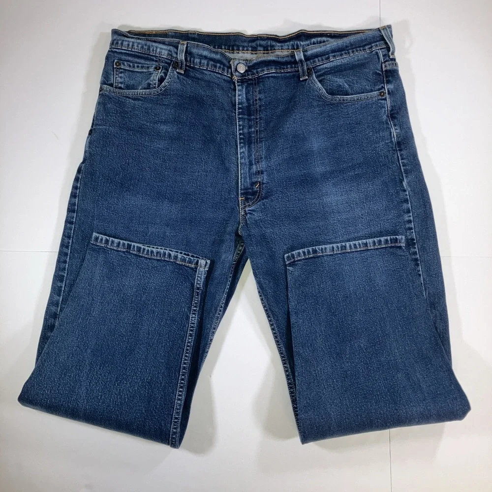 Levi's 550 Relaxed Fit Jeans Mens 46x30 Dark Wash Blue Tapered Stretch Denim